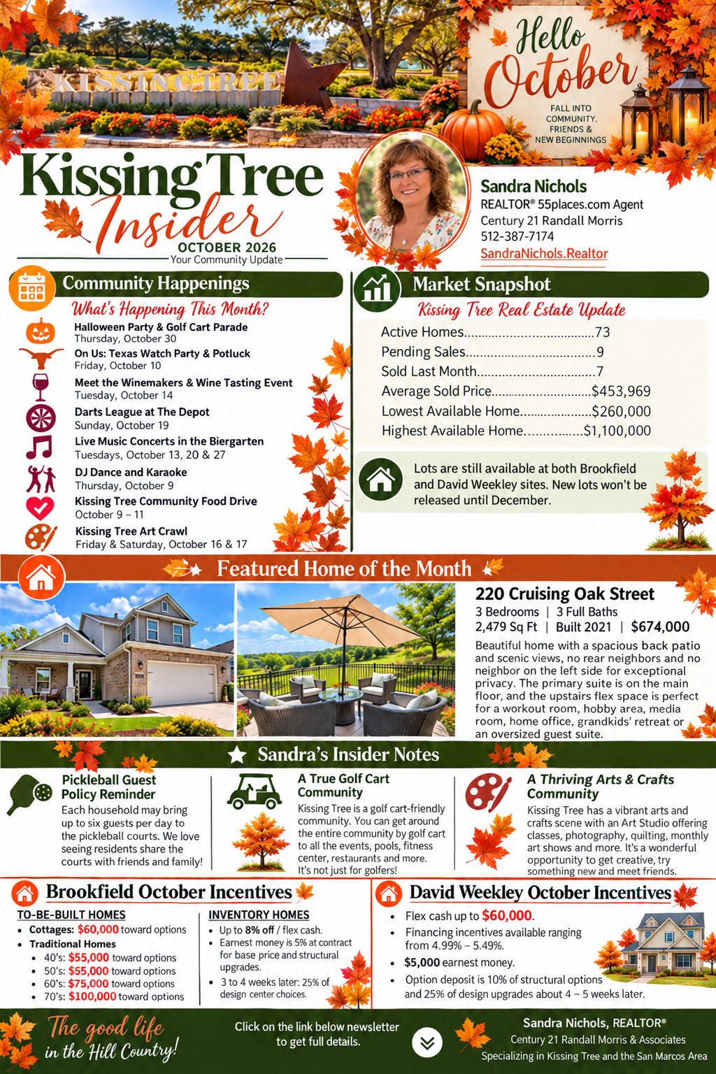 October 2026 Kissing Tree newsletter with community events, real estate market updates and builder incentives
